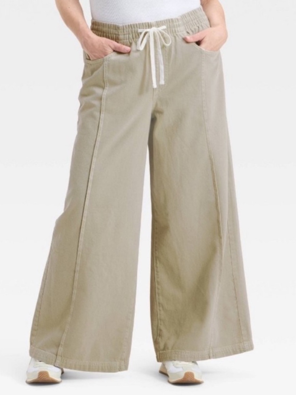 New! Universal Thread Green Khaki Wide-Leg Denim Pants, Size Medium